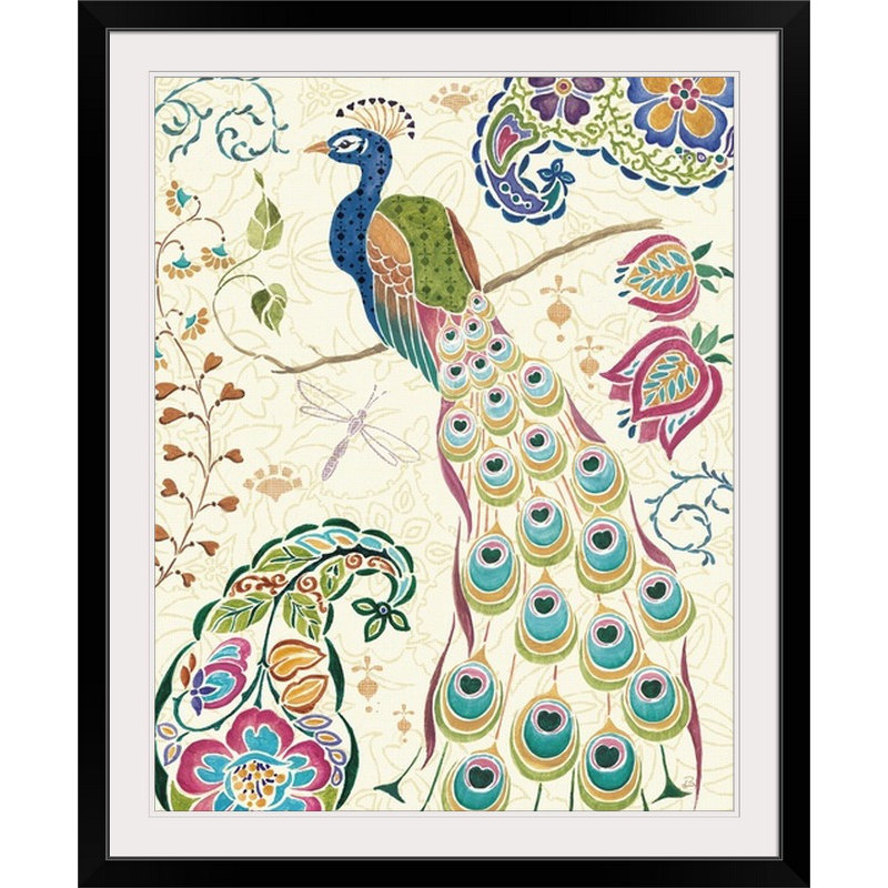 «Peacock Fantasy» par Daphne Brissonnet, impression mystique, Cadre noir, H 23 po x l 20 po x P 1 po