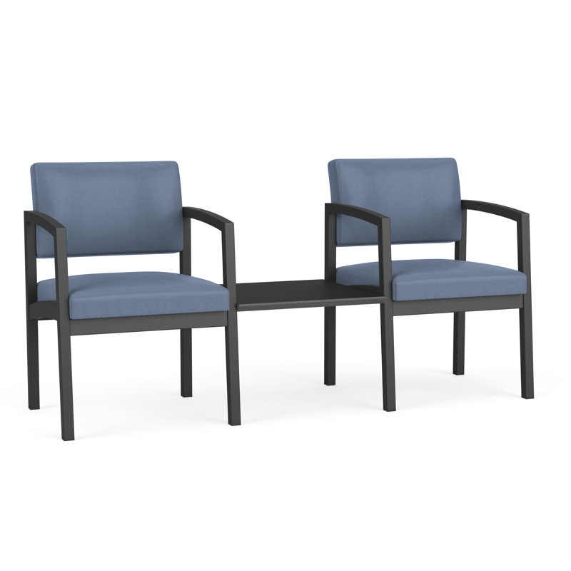 Structure tandem 2 places avec table centrale en acier Lenox, Noir / Nuit noire, Midnight Black, Fosse Sentry