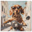 Décoration murale mignonne «Doxxie on a Scooter Drive» par Art Remedy-118433858-118433859-118433863