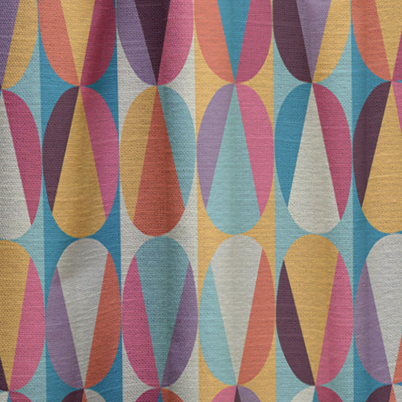 Rideau Mid-Century Circles and Triangles - Rideau simple avec passe-tringle, l 52 po x L 90 po