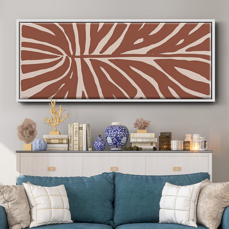 Terra Cotta Block Palms III- Framed Canvas, 24" H x 60" W