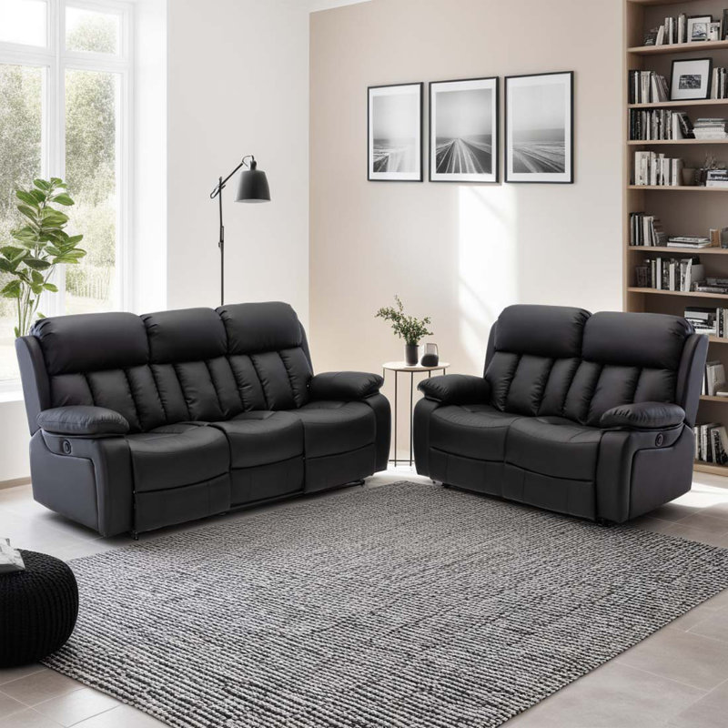 Electric Reclining Living Room Sets, Black