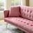 Pink Velvet Convertible Futon Sofa Bed With Tufted Design & Gold Legs-1642486519