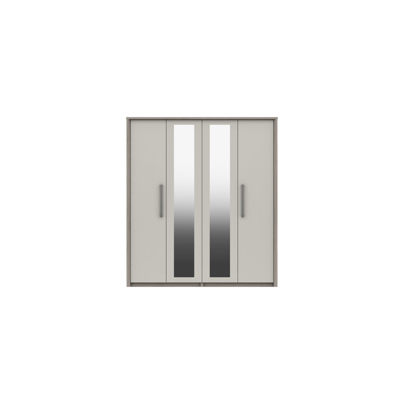 Colville 4 Door Manufactured Wood Wardrobe, Grey Oak/White Grey Gloss