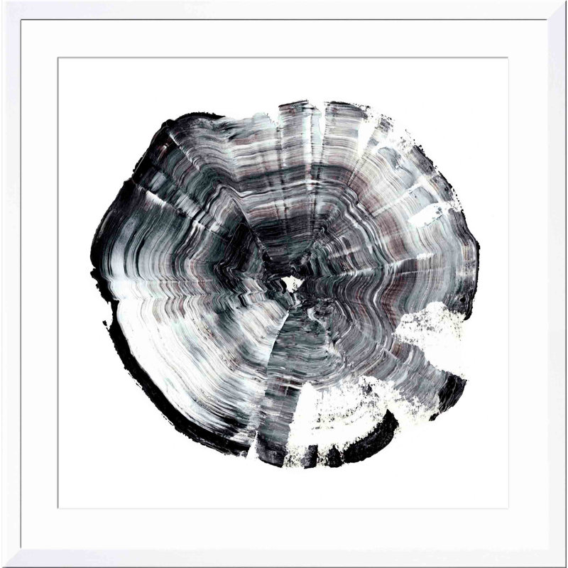 «Tree Ring Abstract I» par Ethan Harper - peinture encadrée, Blanc, H 12 po x l 12 po