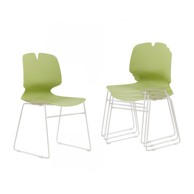 Ensemble de 4 chaises de bureau modernes empilables, vert, en polypropylène, pouvant supporter 180 kg