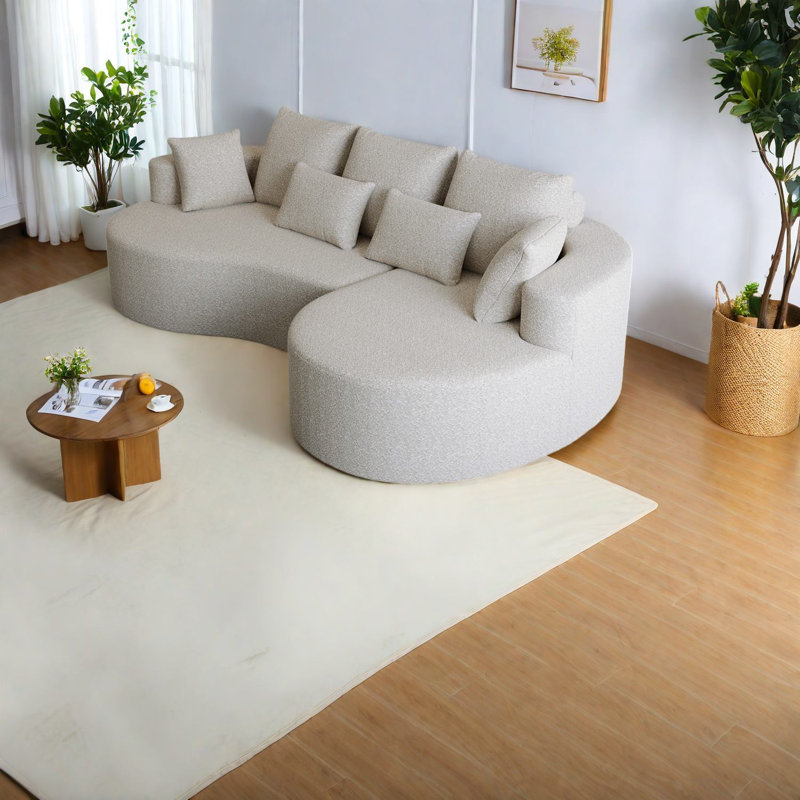Canapé modulaire en chenille de luxe, design incurvé moderne pour la maison