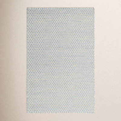 Honeycomb French Blue/Ivory Handwoven Wool Rug
