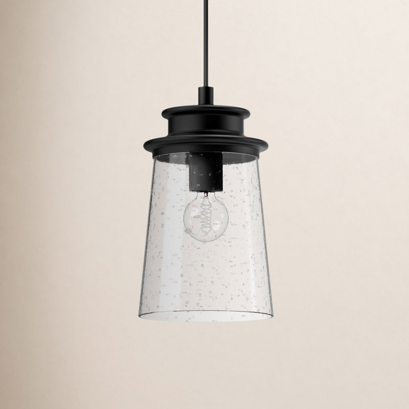 Luminaire suspendu d'extérieur noir mat à 1 lumière H 10,13 po Marcelle Volana