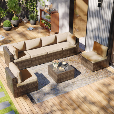 7-Piece 6-Person Symmetrical Outdoor Seating Group