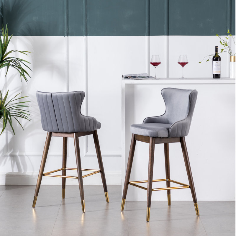 Tabouret de bar et de comptoir Renn, Gris, Tabouret de bar (hauteur du siège 28,3 po)