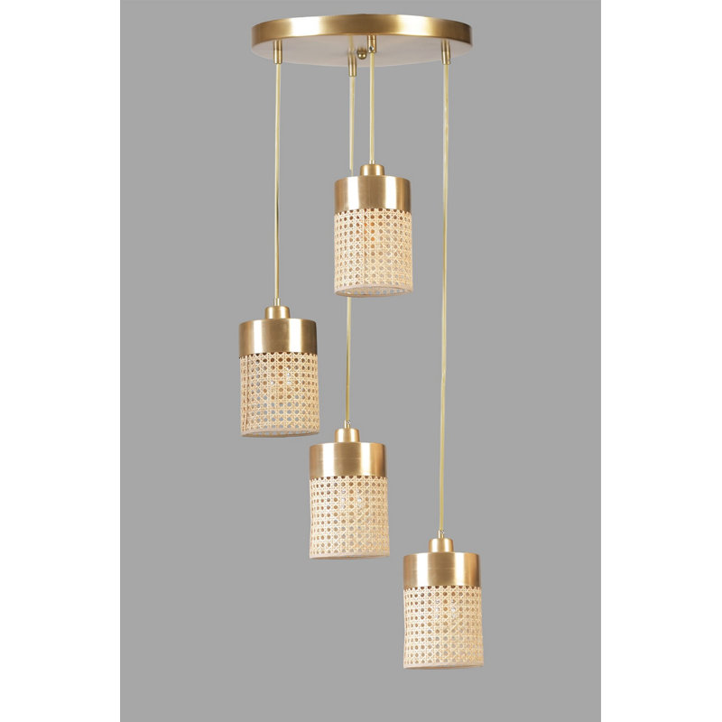 Chandle Chandelier, Gold/Rattan