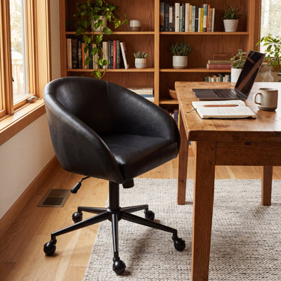 Chaise de bureau moderne Mid-Century avec siège rembourré, chaise de bureau pivotante à hauteur réglable pour bureau à domicile, bureau, chambre à coucher, coiffeuse et coiffeuse