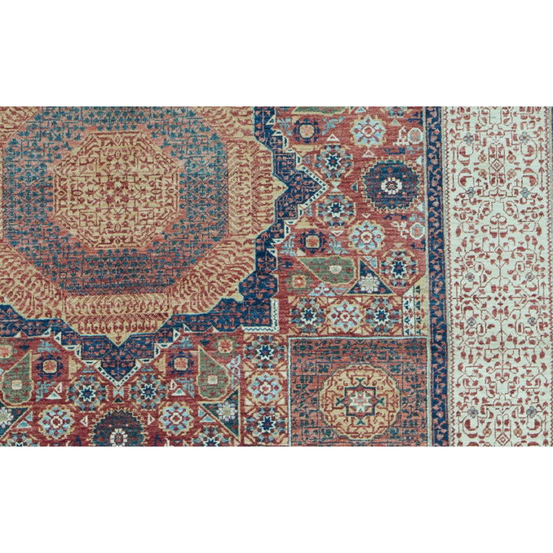Tapis rouge et ivoire noué à la main de haute qualité