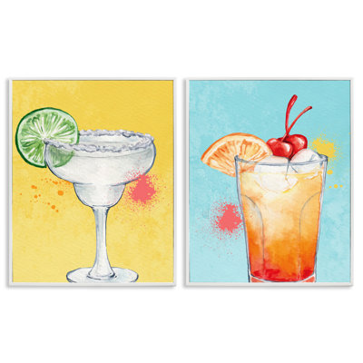 Cocktail with Modern Splash, ensemble de 2 giclées encadrées, design par Kim Allen