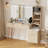 Makeup Vanity with 3 Colors LED Lighted Mirror & Power Outlet for Bedroom