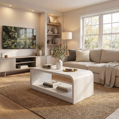 Table basse moderne en MDF de 47,24 pouces avec tablette de rangement ouverte