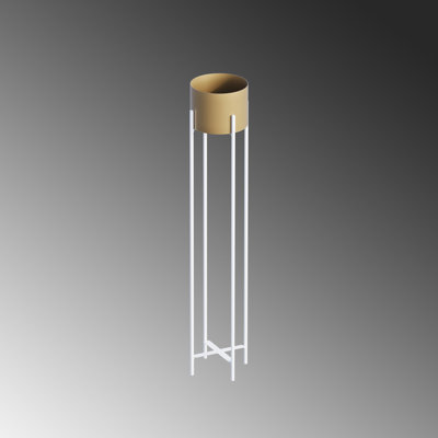 Elegant Decorative Metal Pot, White & Gold, 9.1 x 42.5 x 9.1 inches | 100% Metal Construction, Pot Diameter: 7.9 inches, Height: 5.9 inches | Stylish & Durable Design for Home Decor, No Installation Required