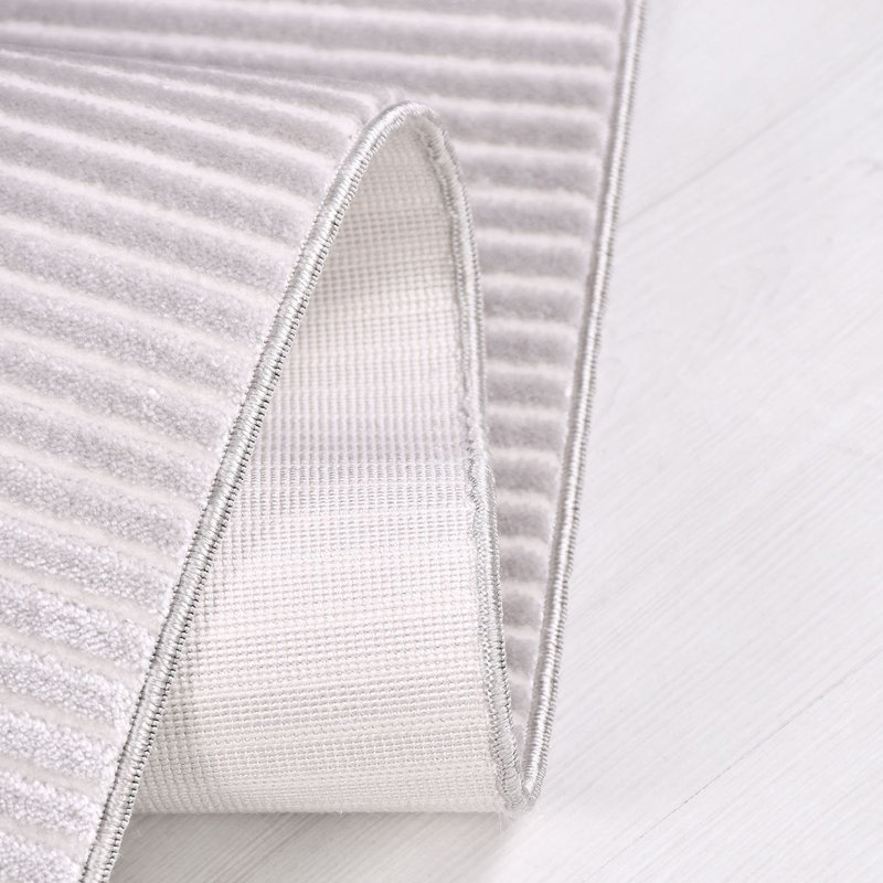 Tapis moderne / rayé beige lavable à la machine antidérapant, Rectangle 2 pi 8 po x 5 pi