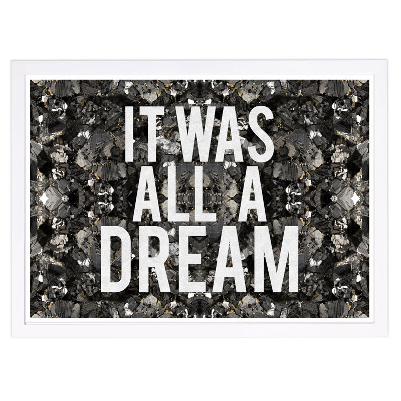 « all a rêve paillettes », art textuel encadré, Cadre blanc, H 19 po x l 13 po x P 0,75 po