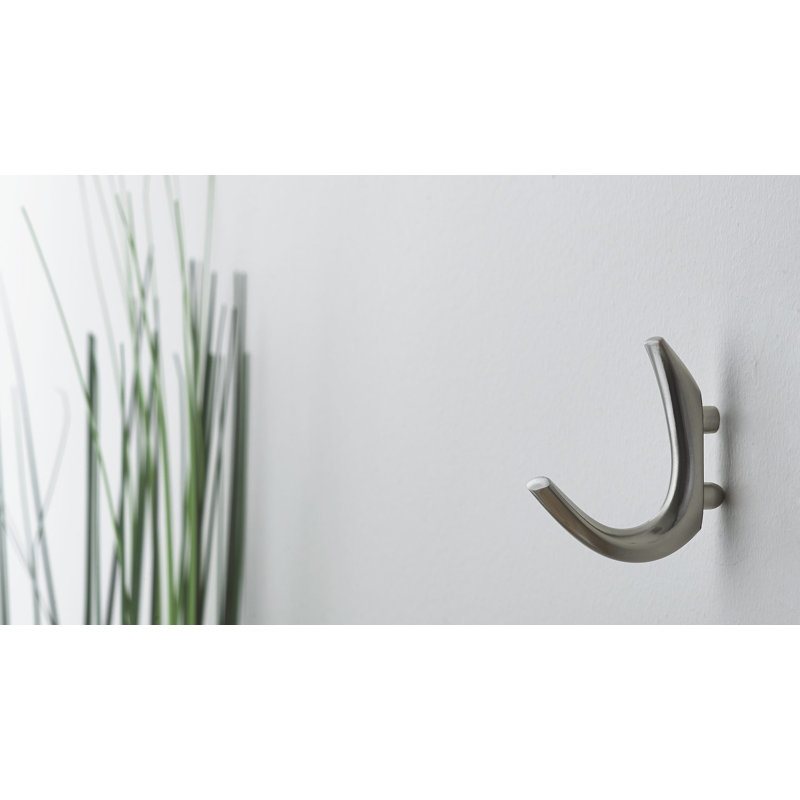 Contemporary Metal Wall Hook, Brushed Nickel