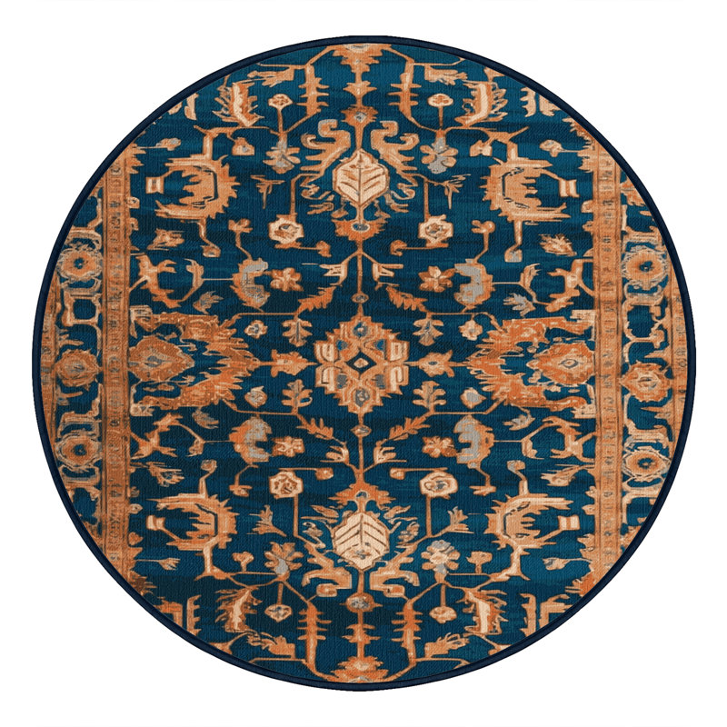 Tapis turc gris lavable à la machine, Rond 5 pi