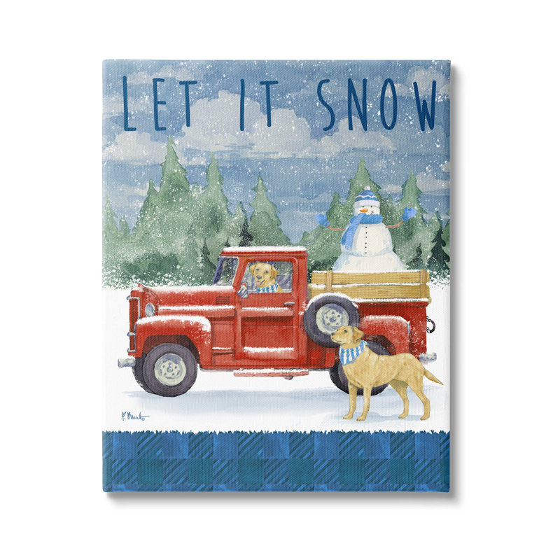 Let It Snow Winter Dogs, art mural sur toile par Paul Brent, H 30 po x l 24 po x P 1,5 po