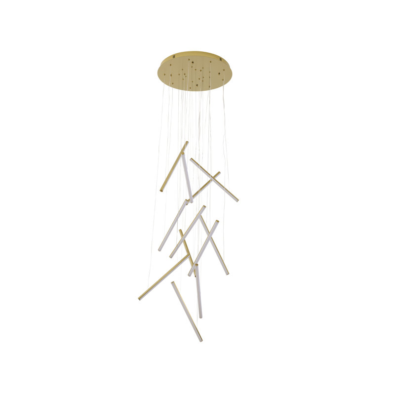 Lustre moderne à tringle linéaire moderne à 12 lumières DEL, Laiton satiné