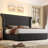 Upholstered Bed Frame With 55" Tall Headboard, Soft Corduroy Fabric Platform Bed, Noise-free, No Box Spring Needed-376644350-376644336