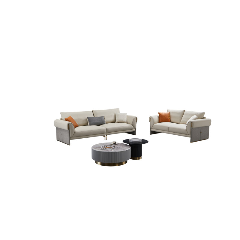 107'' Genuine Leather Extra Long Sofa
