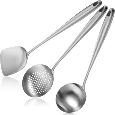 17-inch stainless steel wok spatula and ladle skimmer