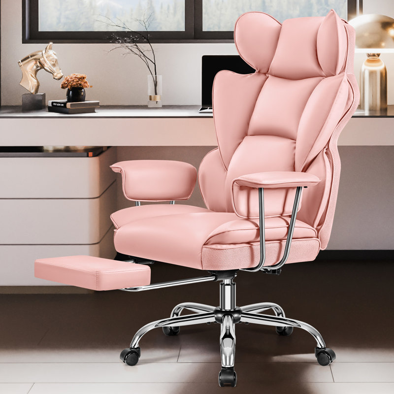 Fauteuil de direction en similicuir, Rose