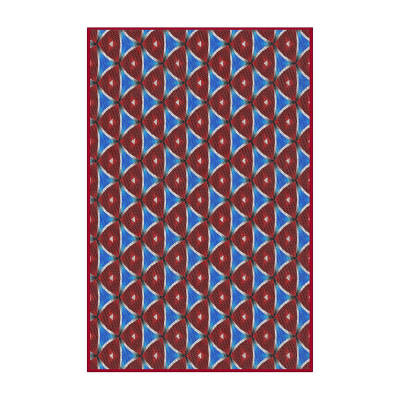 Tapis rouge / bleu Power Loom, Rectangle 6 pi x 9 pi