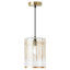7.5" W Flora Glam Gold And Clear Glass Drum Shade Pendant - Mercer41