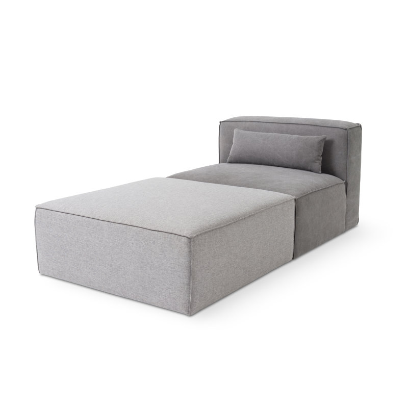 Mix Modular 2-Piece Chaise, Parliament Stone Performance Twill