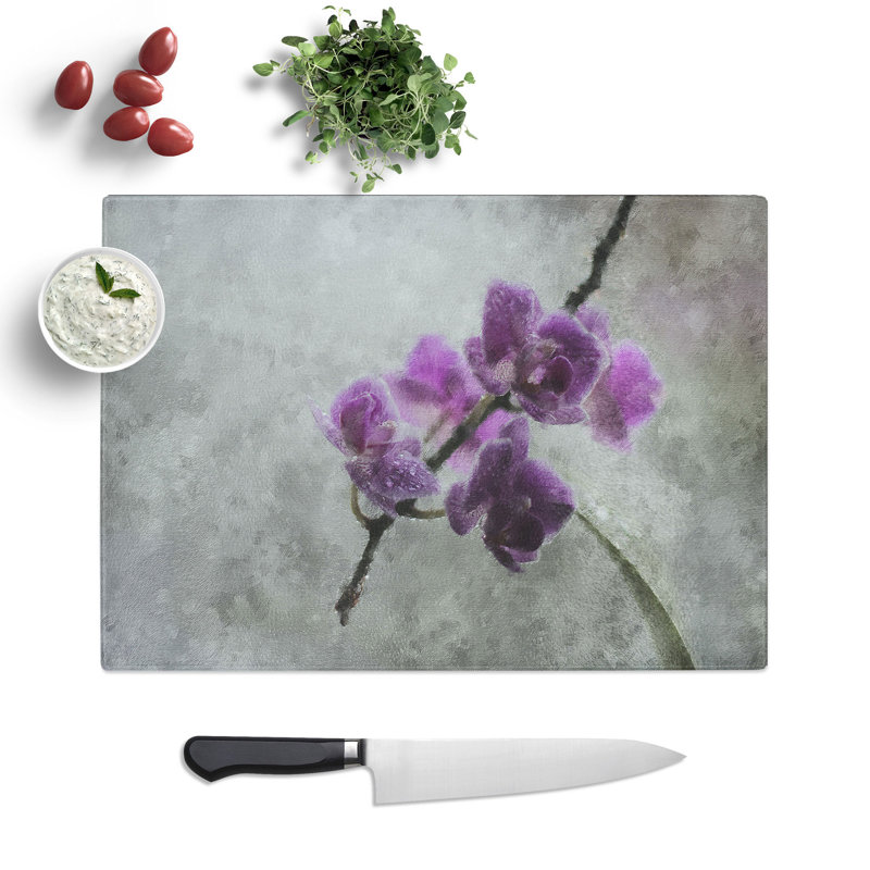 Orchid Flowers Vol.3 Painting Chopping Board, 0.4cm H x 28.5cm W x 39cm L