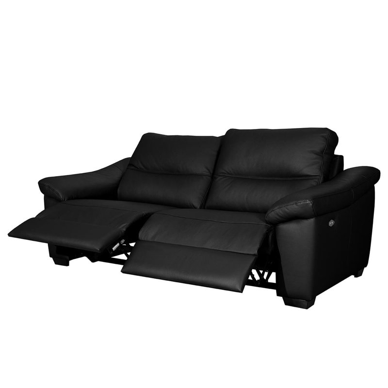 Edeltrudis Genuine Leather 2 Seater Reclining Sofa, Black, 100cm H x 212cm W x 95cm D