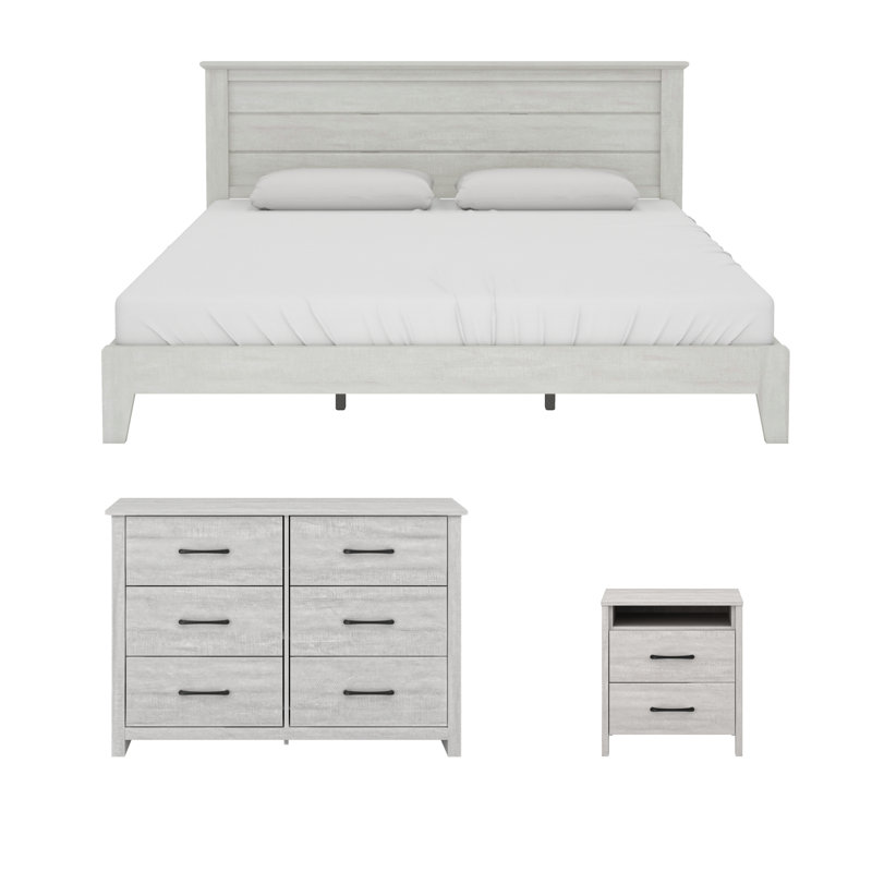 Allysyn 3 Piece Bedroom Set, Dusty Gray Oak