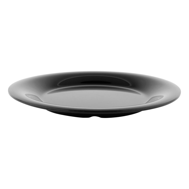 G.E.T. 9" Heavy-Duty Wide Rim Melamine Dessert Plate (Set of 4), Noir