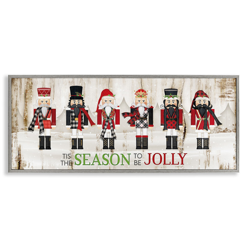 To Be Jolly Festive phrase Winter Christmas Nutcrackers, Encadré gris, H 10 po x l 24 po