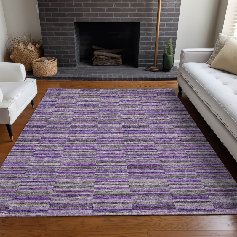 Premium Machine Washable Prisco Purple Rug, Rectangle 10' x 14'