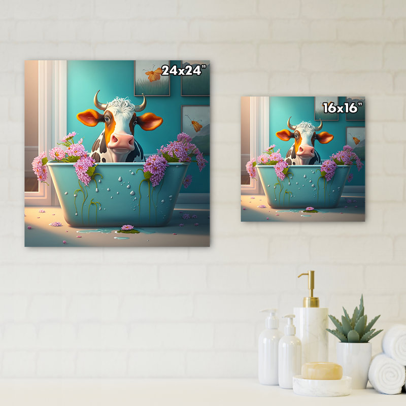 Toile de vache animalière, art mural - siège de vache II, H 16 po x l 16 po x P 1 po