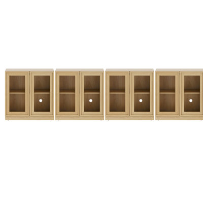 Modern Accent Cabinet with 8 Glass Doors and Drawer, Multifunctional Accent Chest with Large Storage and Adjustable Shelf