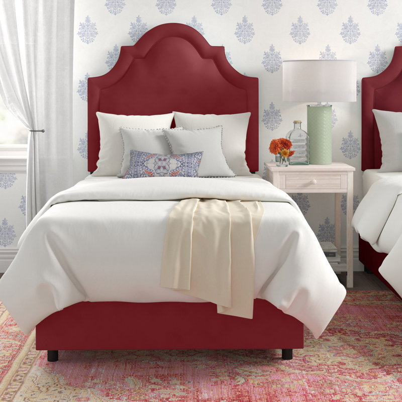 Lit tapissier Avione, Simple, Velours baie classique