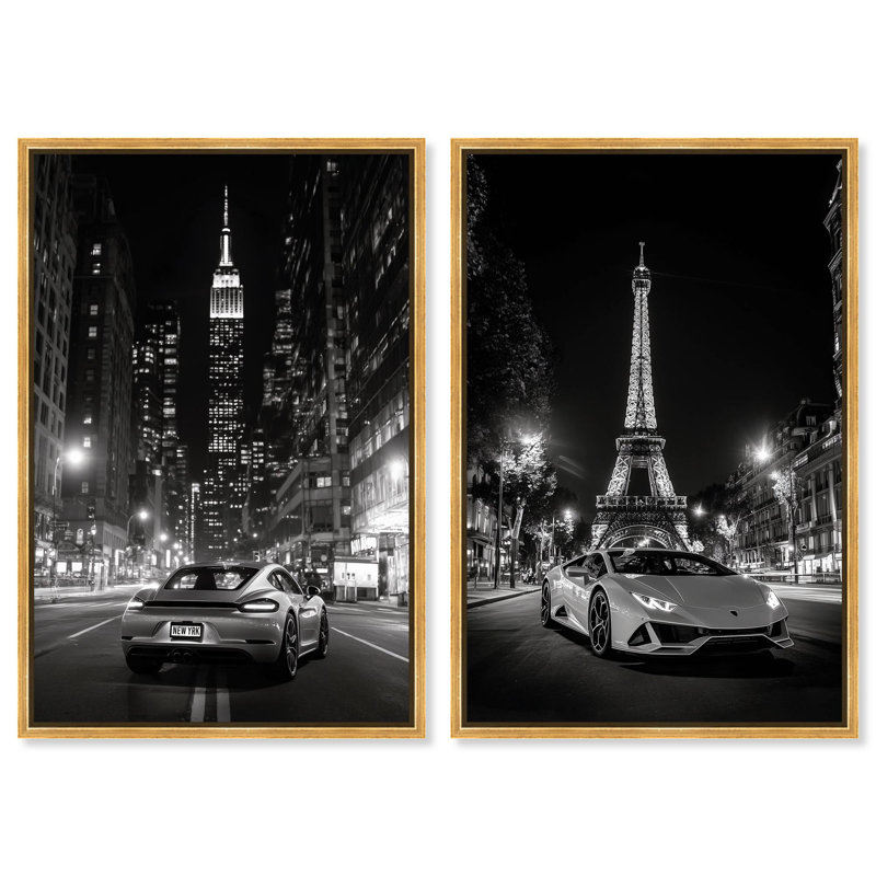 Nightly Visit Set Canvas Print Fashion Wall Decor Set by Art Remedy, Gold Frame, 10 x 15, Gold Frame, 16" H x 11" W
