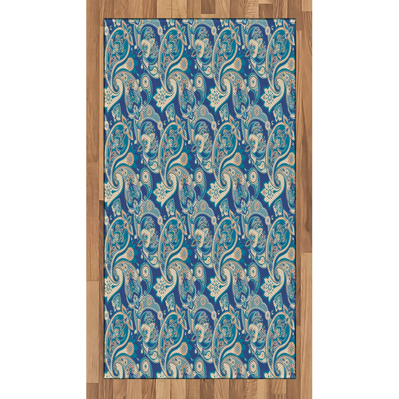 Paisley High Density Long Fiber Poly Threads Decorative Area Rug Carpet, Rectangle 2'7" x 5'