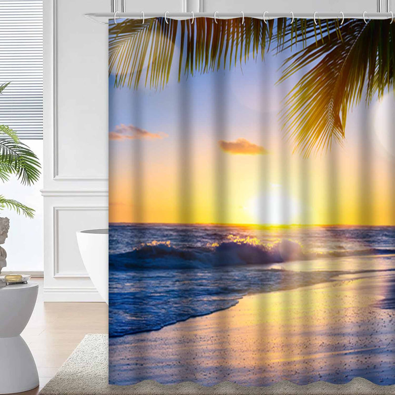Magnifique rideau de douche avec 12 crochets Tropical Beach Sunset Hawaii, L 72 po x l 72 po