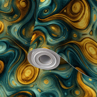 Papier de contact à peler et coller avec tourbillon de marbre psychédélique rétro auto-adhésif et amovible 17,7 po x 118 po (45 x 300 cm)