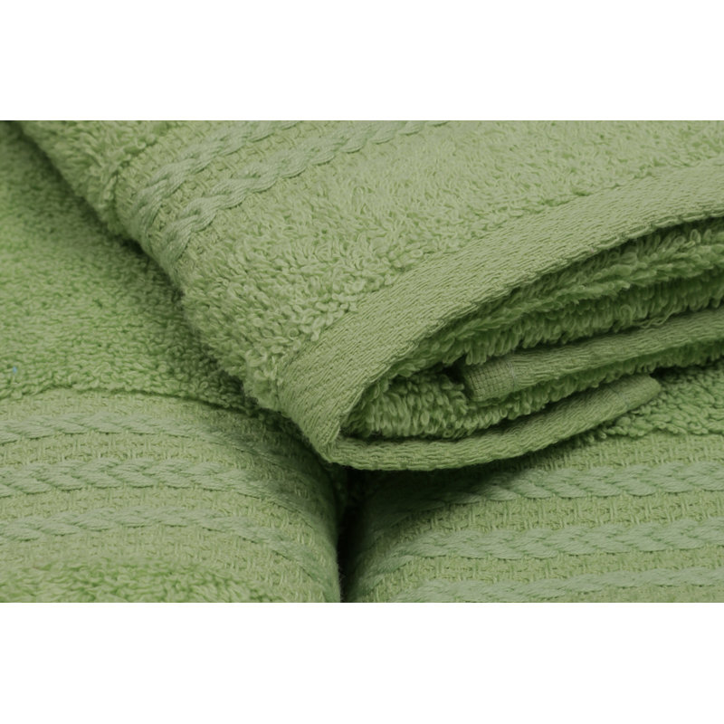 Luxury 3-Piece Towel Set, 100% Cotton, Green | Includes 1 Wash Towel (11.8 x 19.7 in), 1 Hand Towel (19.7 x 35.4 in), 1 Bath Towel (27.6 x 55.1 in) | 500 GSM, Machine Washable, Perfect Gift Box Packaging