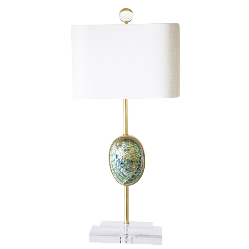 Sausilito 24" Tall Abalone Shell and Crystal Table Lamp, Cream